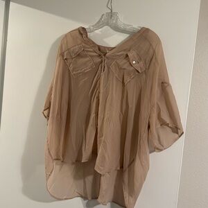 Sheer coral button down top flowy